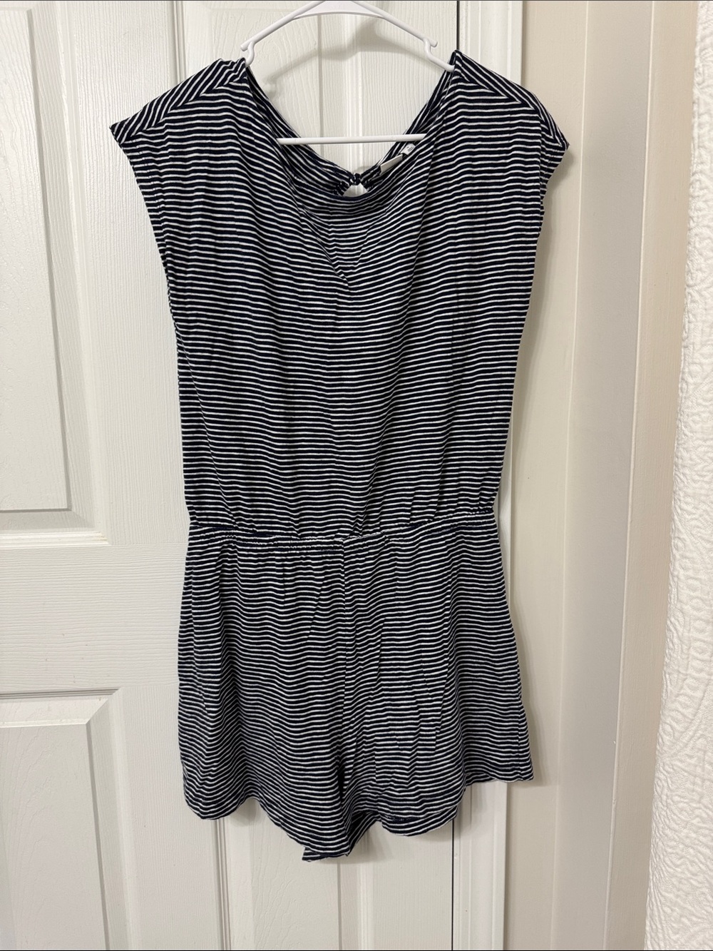 GAP Navy & White Striped Cap-Sleeve Romper